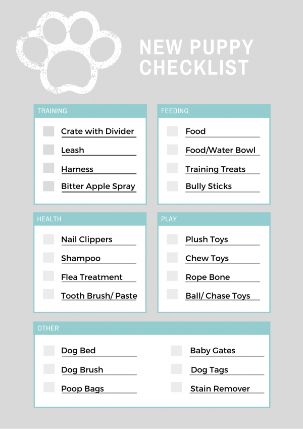 New Puppy Checklist - Caputo's Cakes